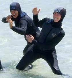 Lycra diveskins with add-on hood